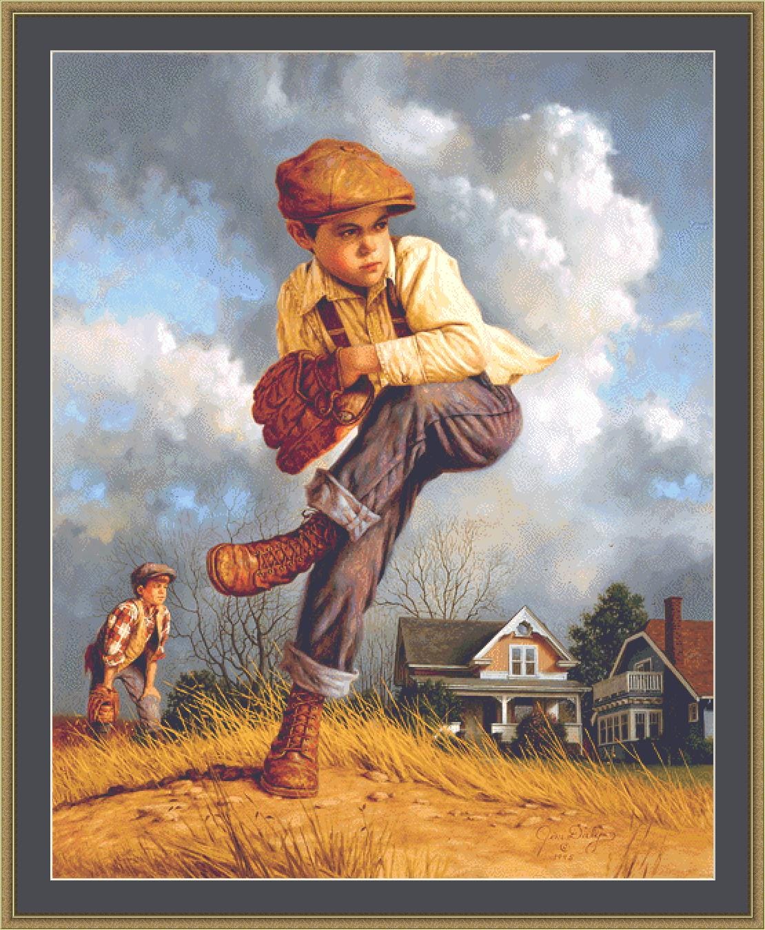 Fastball (Max Size/Color) counted cross stitch pattern by Jim Daly/Ansada Art Licensing Group, LLC