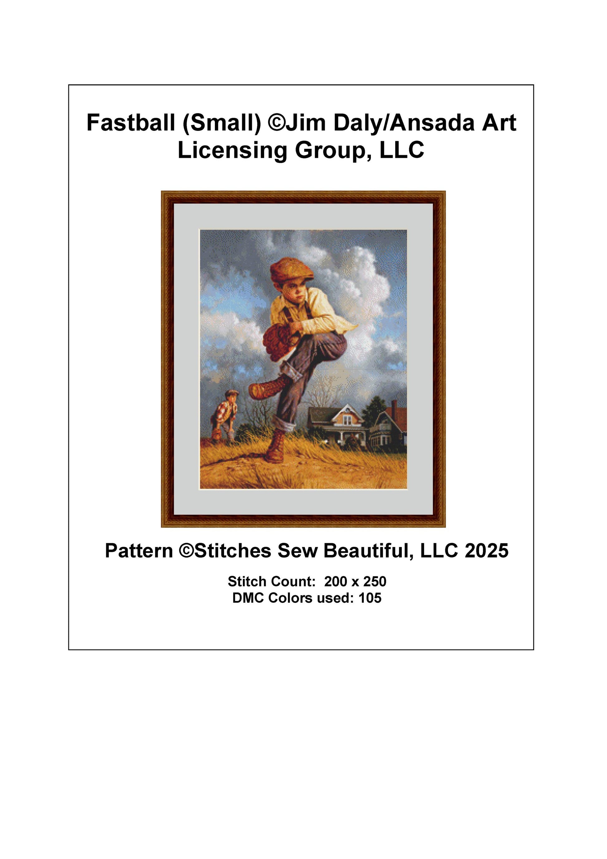 Fastball (Small) counted cross stitch pattern by Jim Daly/Ansasda Art Licensing Group, LLC