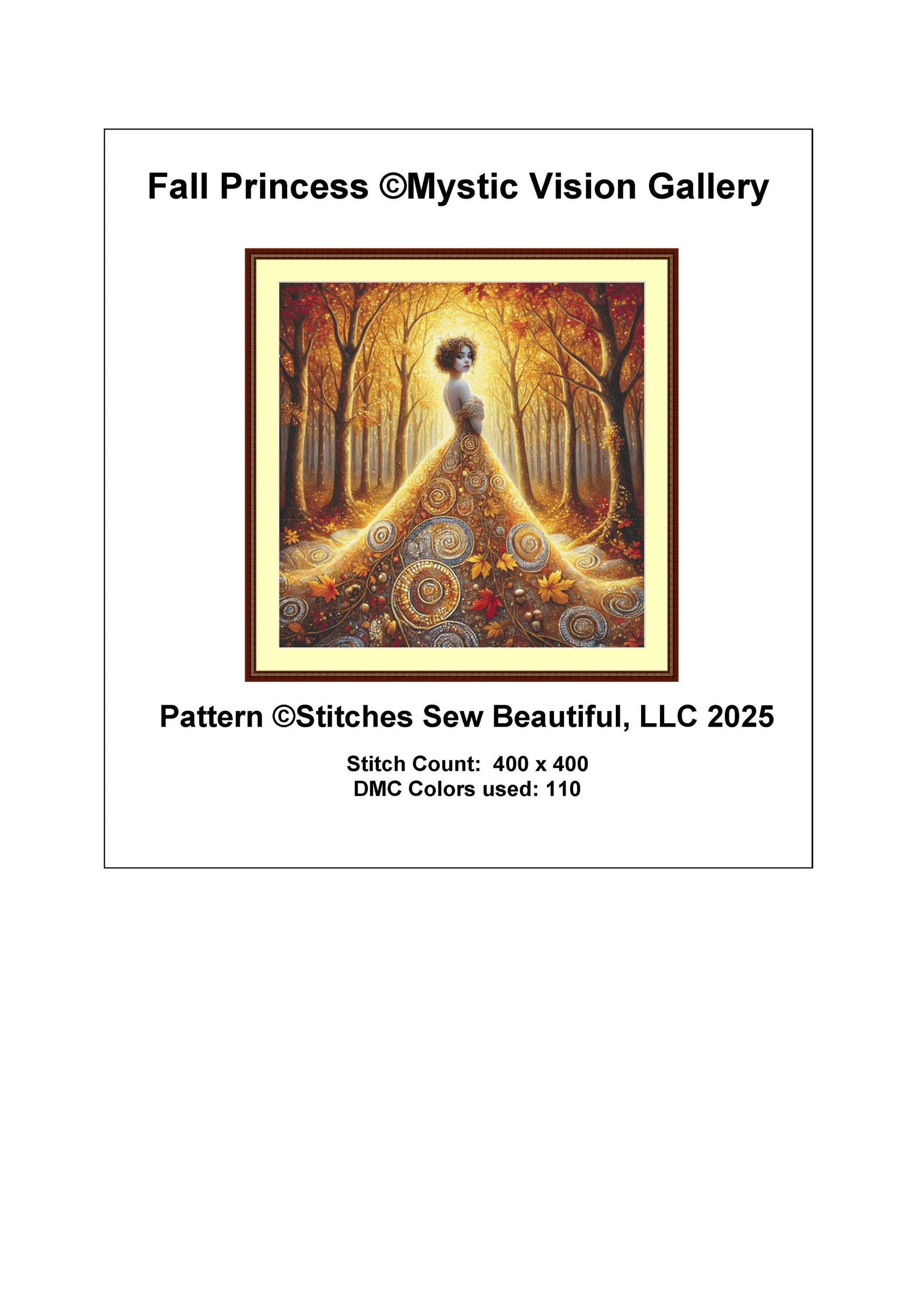 Fall Princess counted cross stitch pattern by Mystic Vision Gallery
