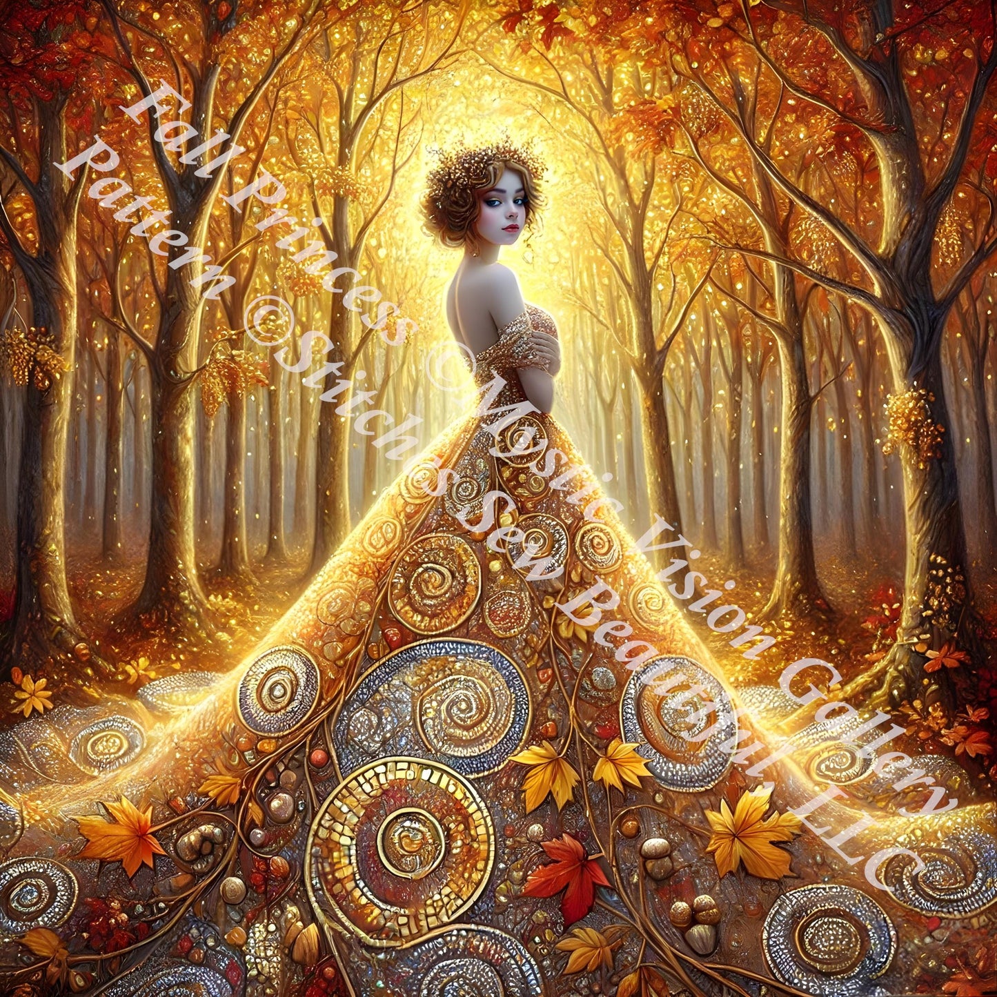 Fall Princess counted cross stitch pattern by Mystic Vision Gallery