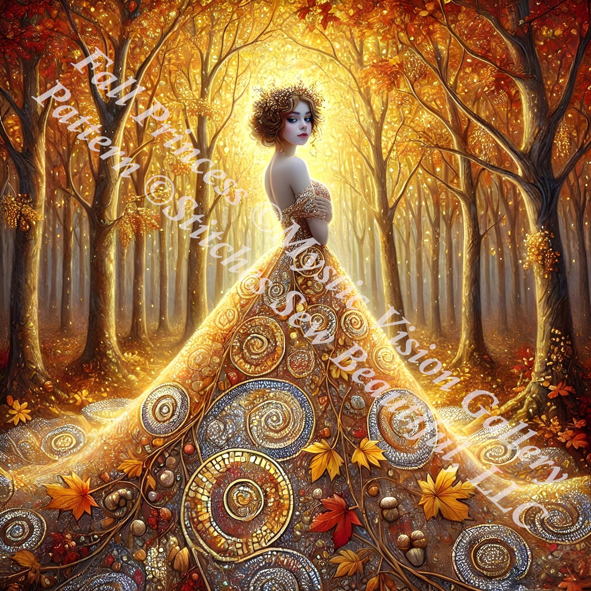 Fall Princess counted cross stitch pattern by Mystic Vision Gallery