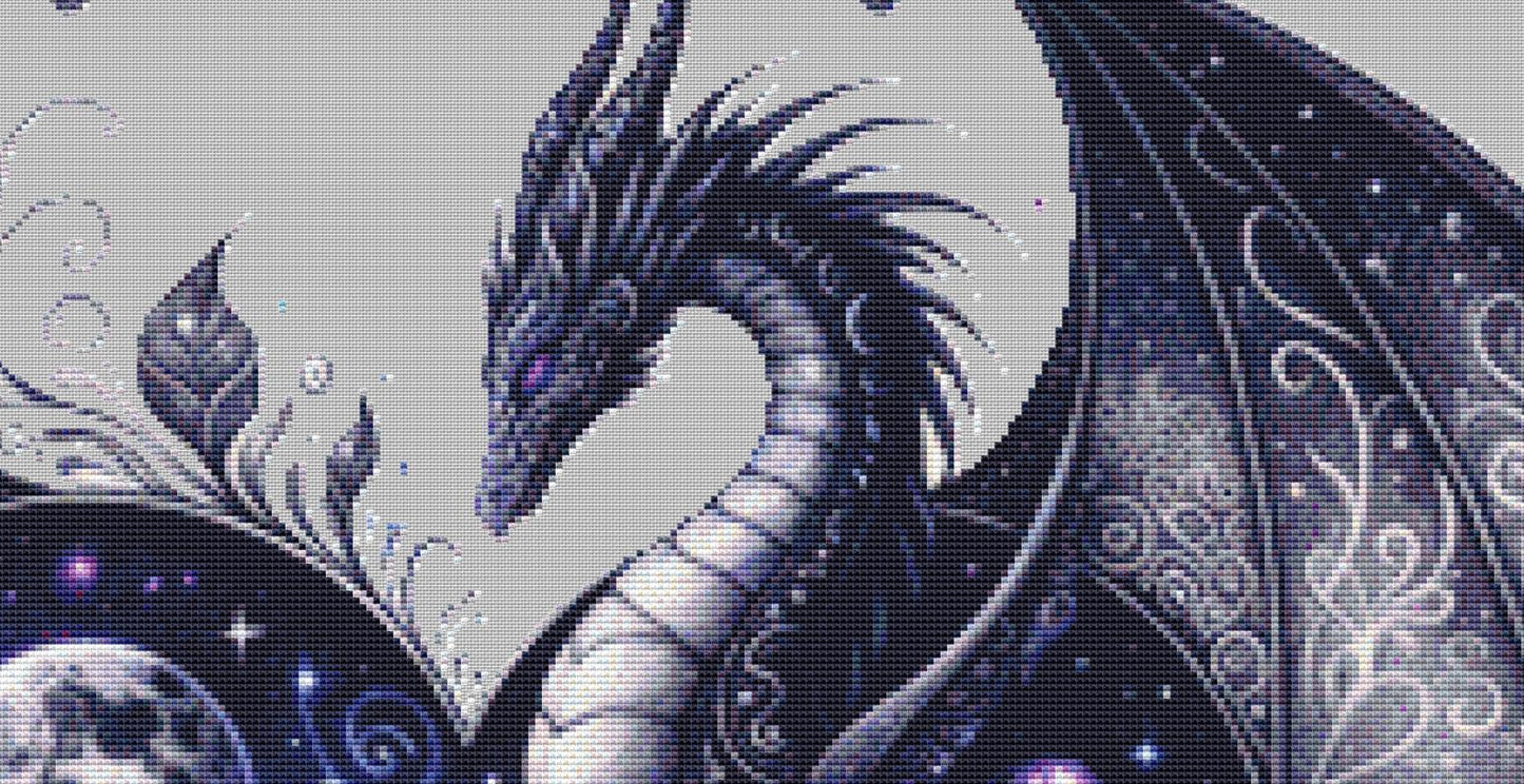 Books Dark Night Sky counted cross stitch pattern by Little Quaint Designs