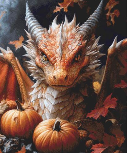 The Pumpkin Dragon counted cross stitch pattern by Serr.Kai A Quill & Ink