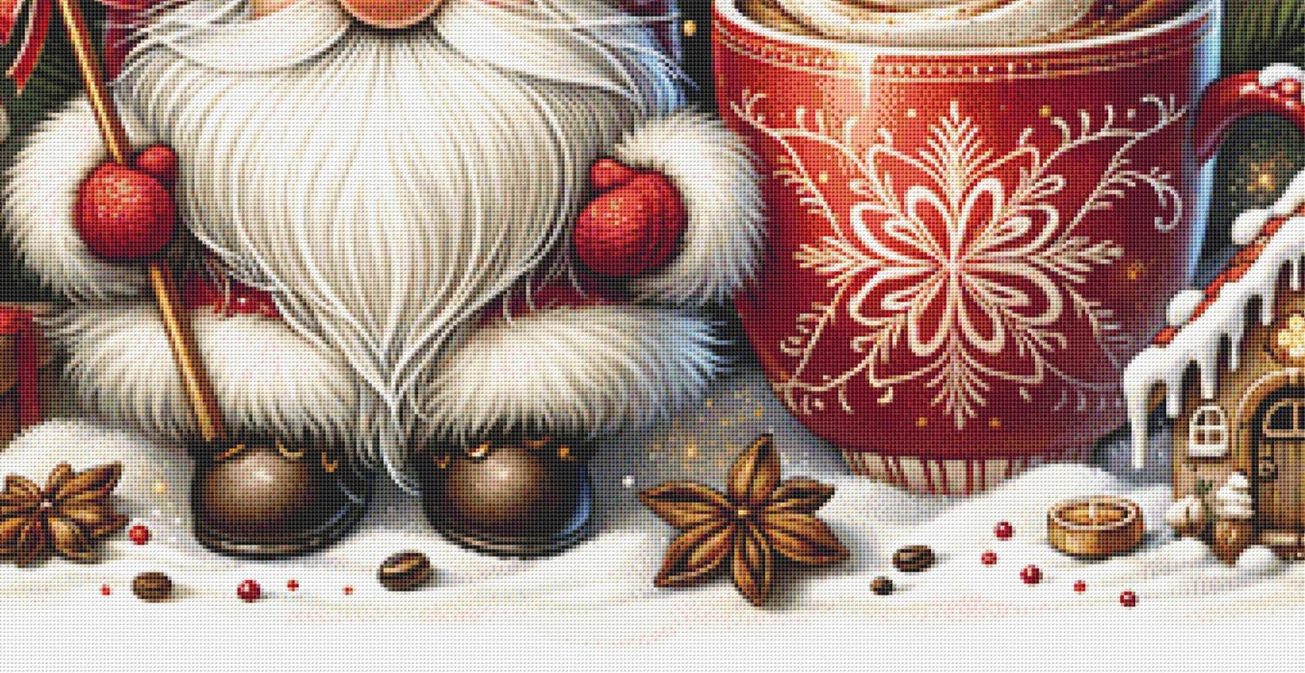 Christmas Gnome and Cocoa counted cross stitch pattern by DigitalProCraft