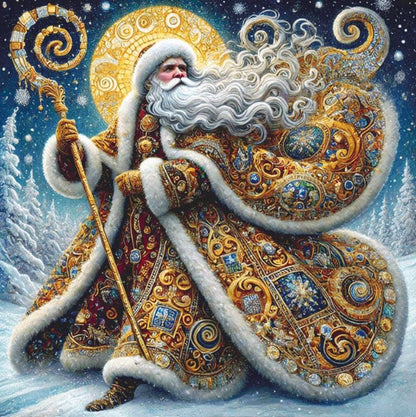 Gilded Father Christmas (Max Size/Color) counted cross stitch pattern by Mystic Vision Gallery