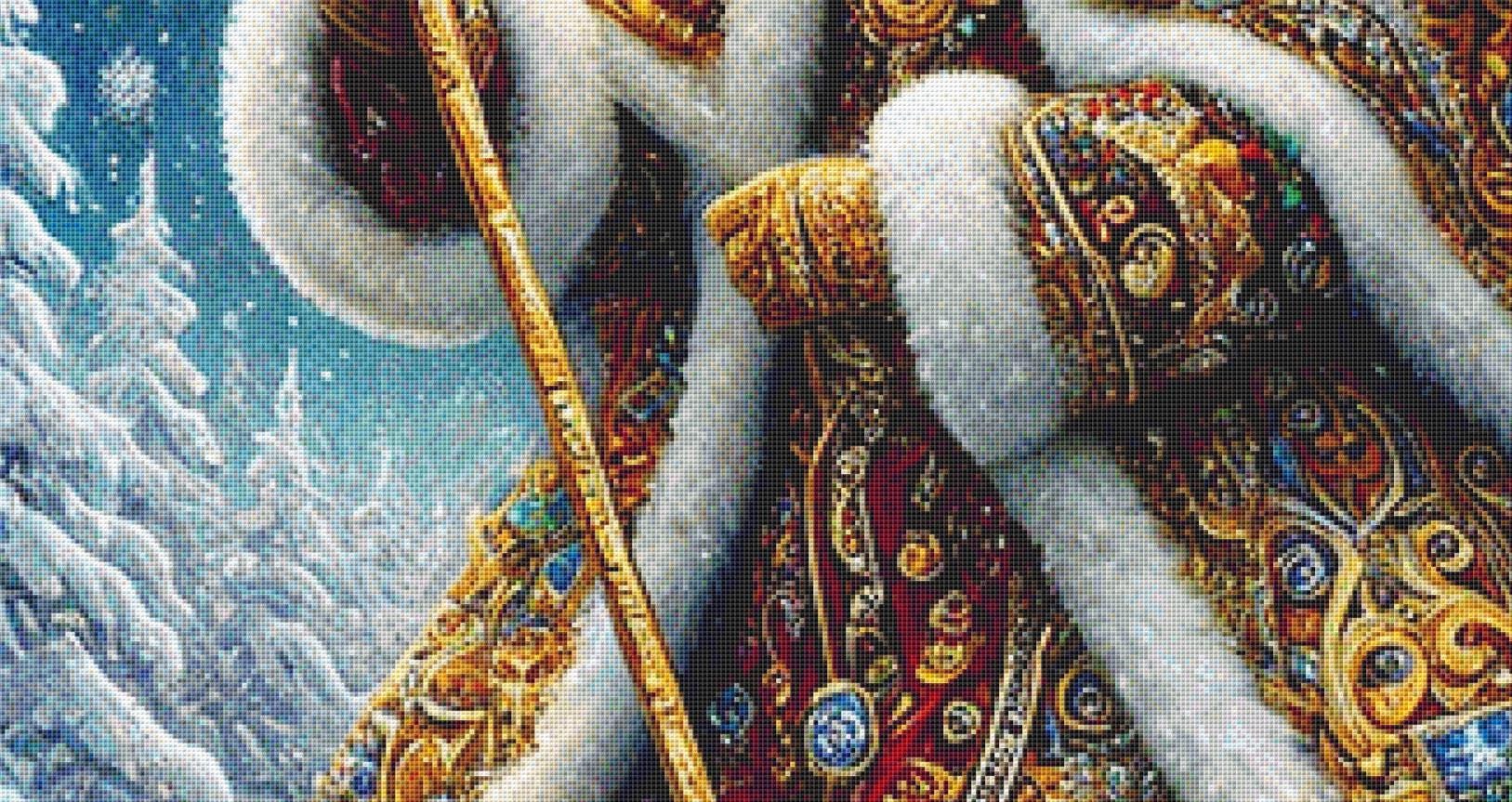 Gilded Father Christmas (Max Size/Color) counted cross stitch pattern by Mystic Vision Gallery