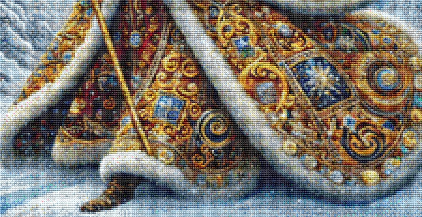 Gilded Father Christmas (Small) counted cross stitch pattern by Mystic Vision Gallery