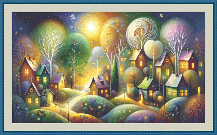Enchanted Whimsy A Fantastical Village (Max Size/Color) counted cross stitch pattern by World of Love Hearts/Adrian G. Eyre
