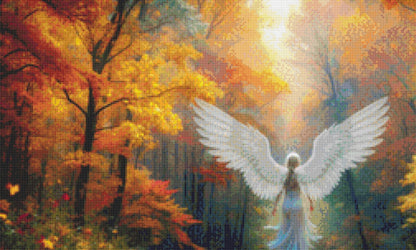 Angel Strolling in The Autumn Forest counted cross stitch pattern © Adobe Ext. License