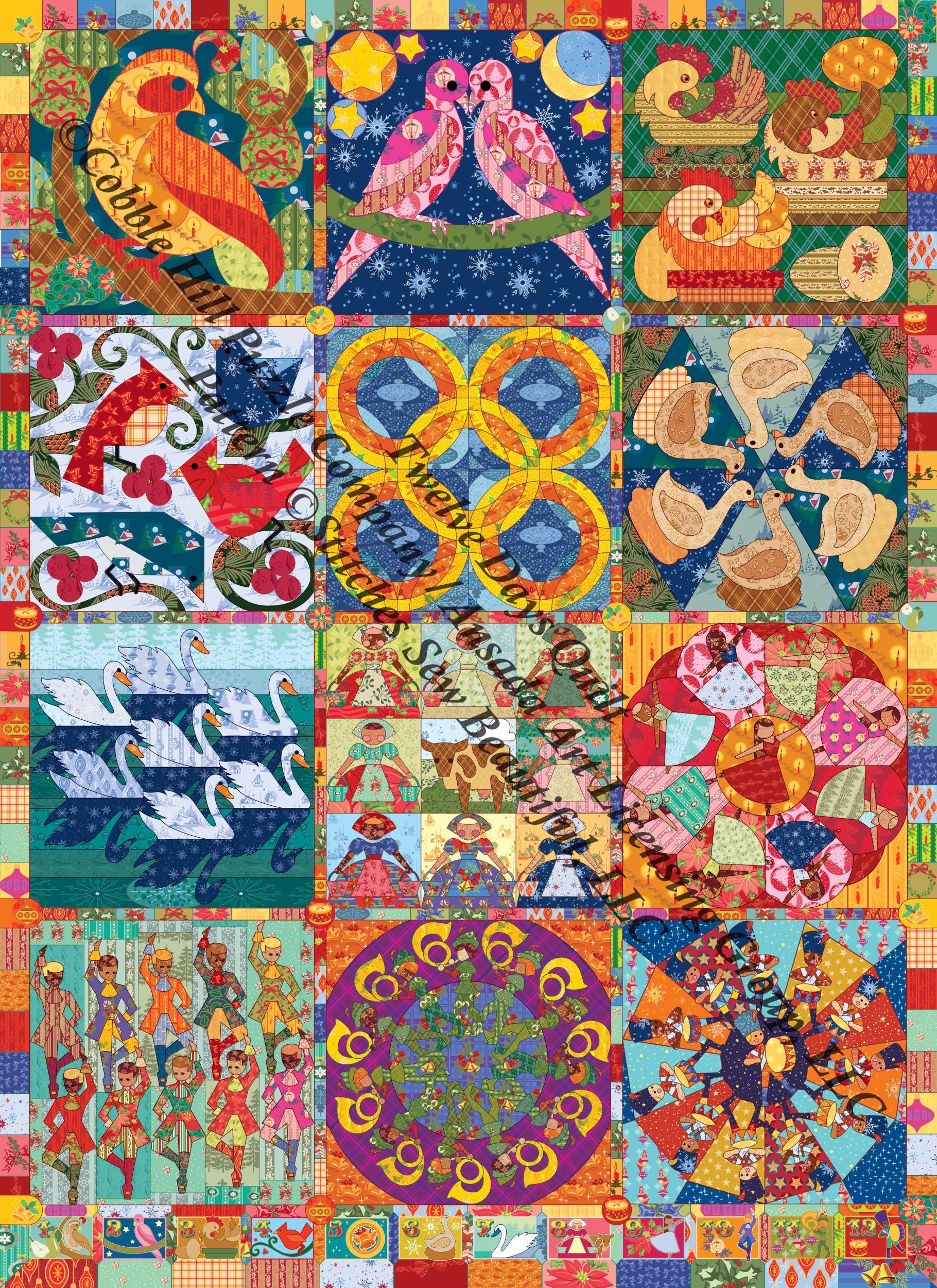 Twelve Days Quilt counted cross stitch pattern by Cobble Hill Puzzle Company/Ansada Art Licensing Group, LLC