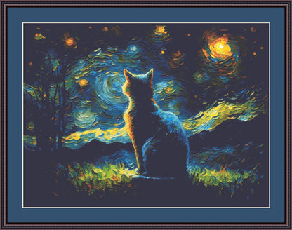 Van Gogh Cat counted cross stitch pattern by SphinxDesignStudio