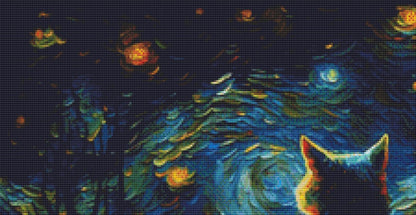 Van Gogh Cat (regular) counted cross stitch pattern by Sphinx Design Studio (Digital Format)