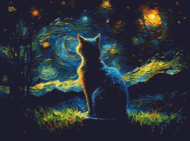 Van Gogh Cat (Small) counted cross stitch pattern by SphinxDesignStudio