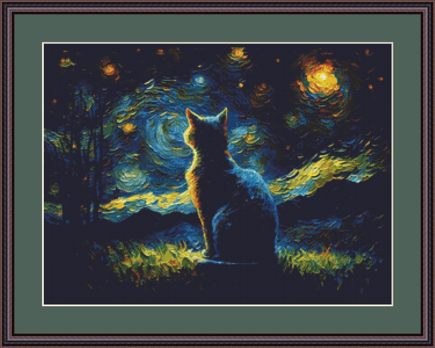 Van Gogh Cat (Small) counted cross stitch pattern by SphinxDesignStudio