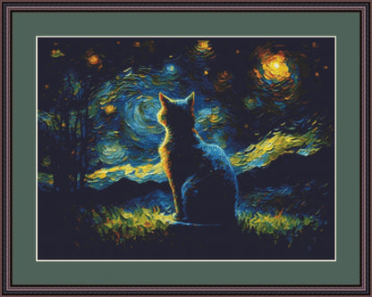 Van Gogh Cat (Small) counted cross stitch pattern by SphinxDesignStudio