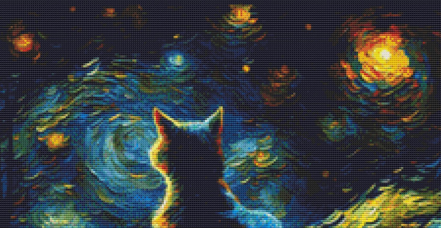 Van Gogh Cat (Small) counted cross stitch pattern by SphinxDesignStudio