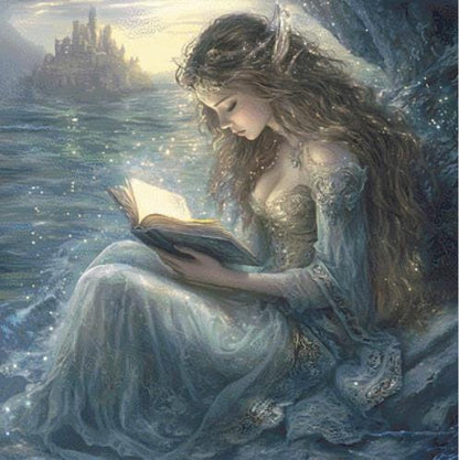 Princess Reading counted cross stitch pattern by Coastal Bliss Studios