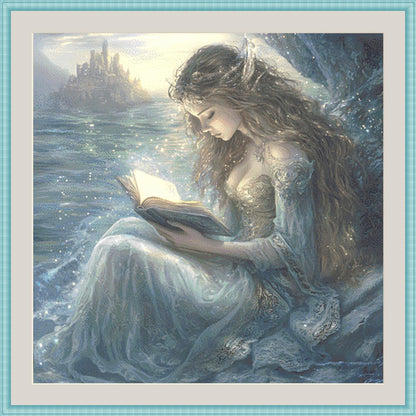 Princess Reading counted cross stitch pattern by Coastal Bliss Studios