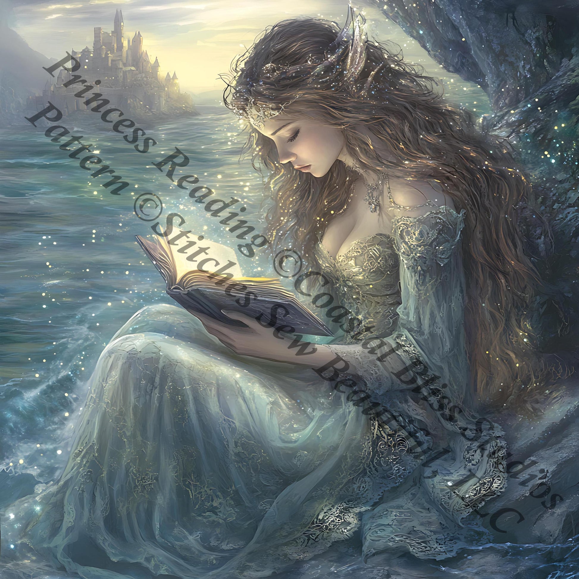Princess Reading counted cross stitch pattern by Coastal Bliss Studios
