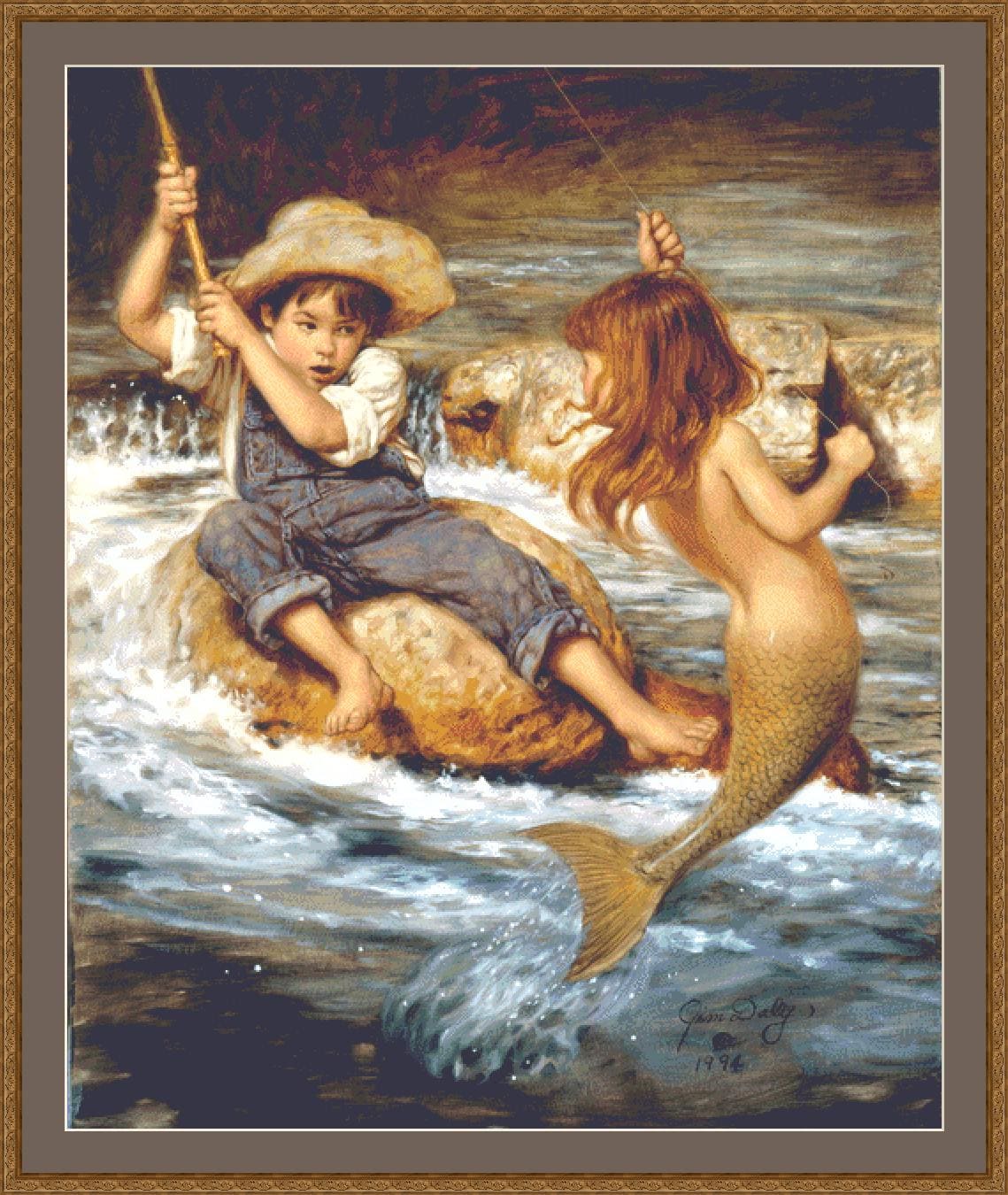 Catch of My Dreams (Max Size/Color) counted cross stitch pattern by Jim Daly/Ansada Art Licensing Group, LLC