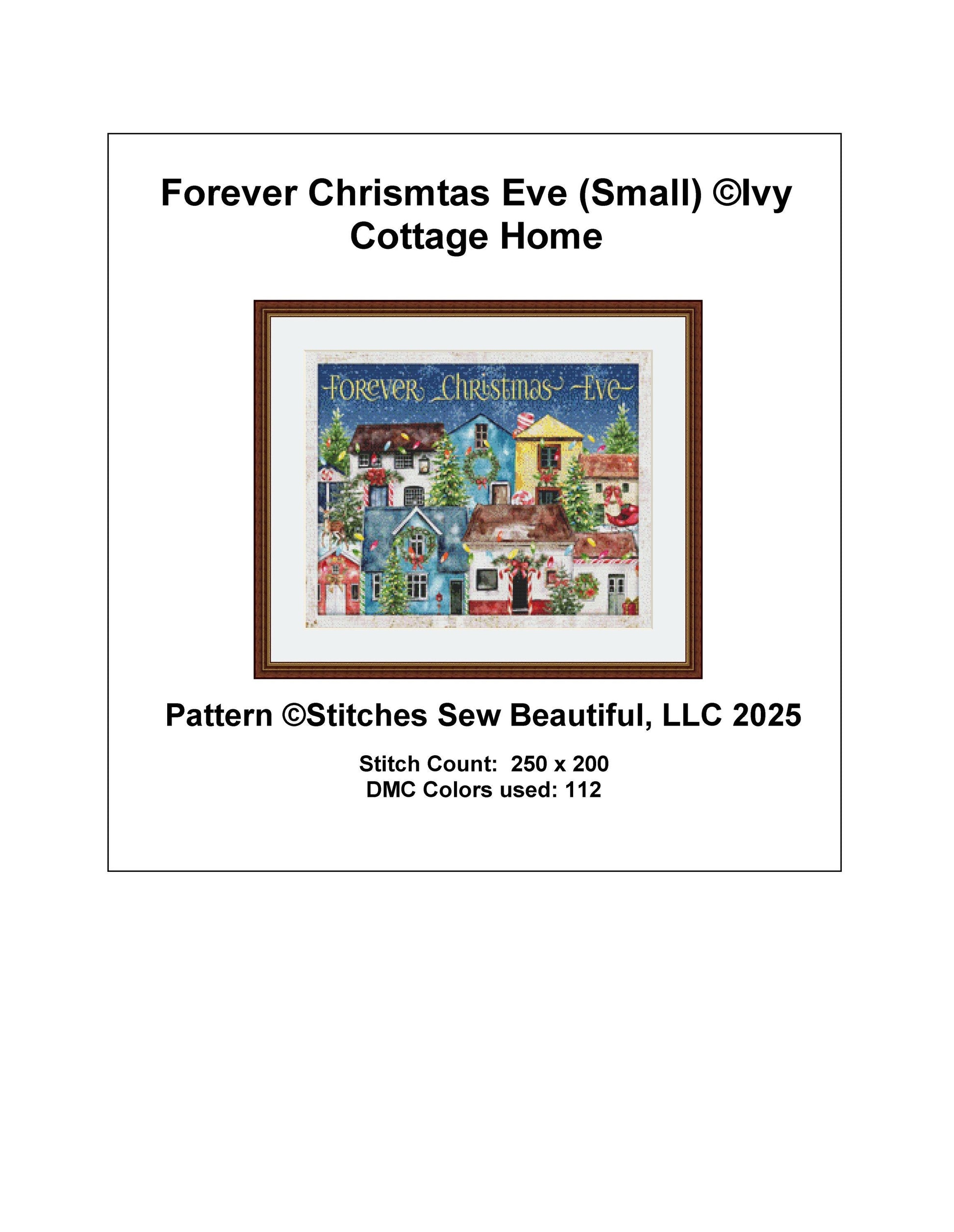 Forever Chrismtas Eve (Small) counted cross stitch pattern by Ivy Cottage Home
