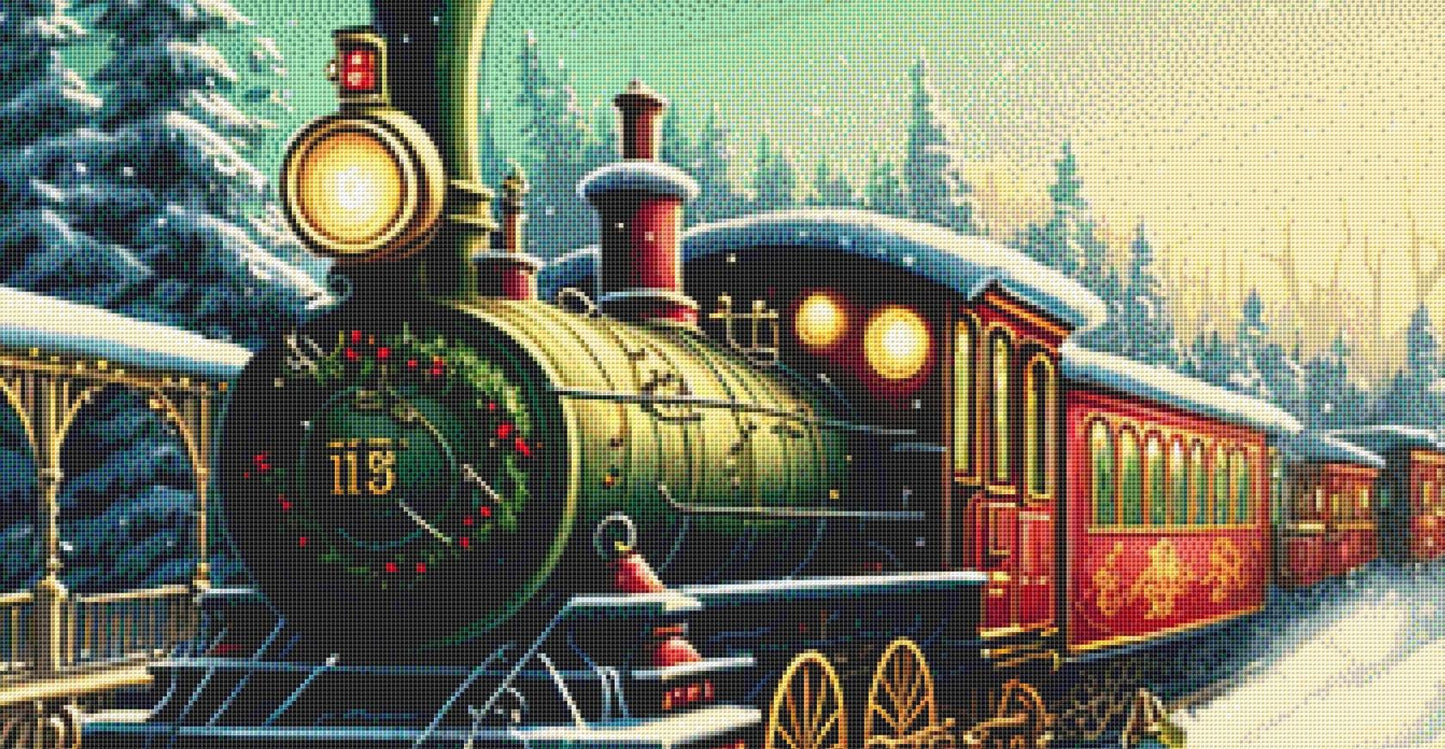 Christmas Train (Max Size/Color) counted cross stitch pattern ©Adobe Ext. License