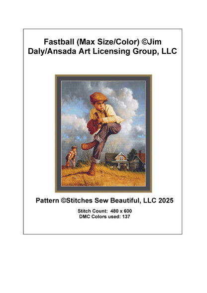 Fastball (Max Size/Color) counted cross stitch pattern by Jim Daly/Ansada Art Licensing Group, LLC