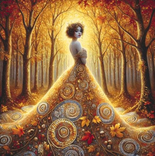 Fall Princess counted cross stitch pattern by Mystic Vision Gallery