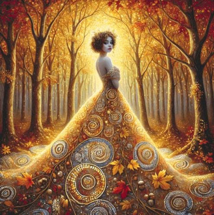 Fall Princess counted cross stitch pattern by Mystic Vision Gallery