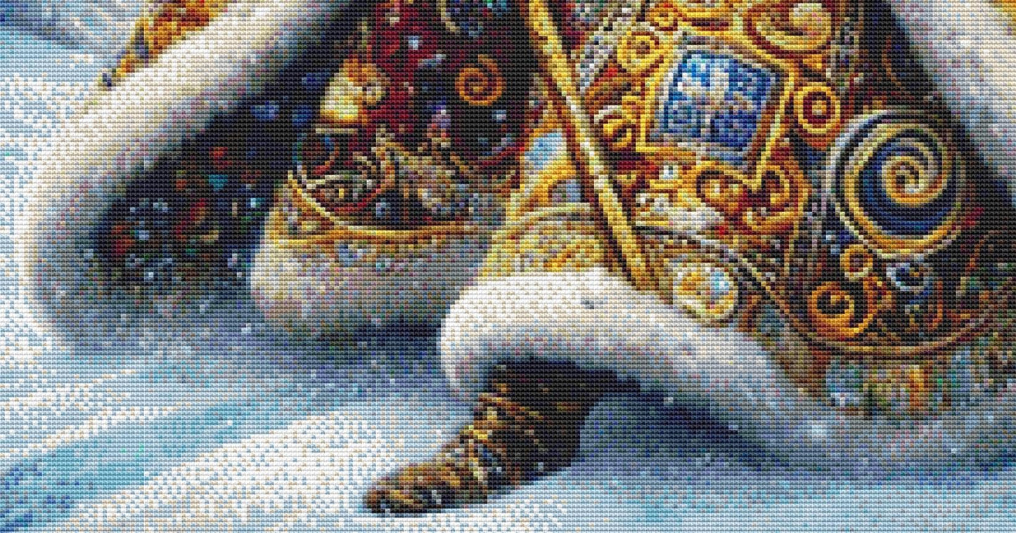 Gilded Father Christmas counted cross stitch pattern by Mystic Vision Gallery