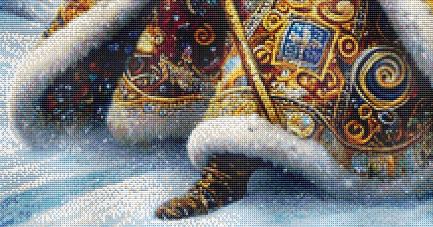 Gilded Father Christmas counted cross stitch pattern by Mystic Vision Gallery