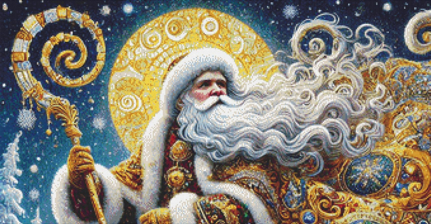 Gilded Father Christmas counted cross stitch pattern by Mystic Vision Gallery
