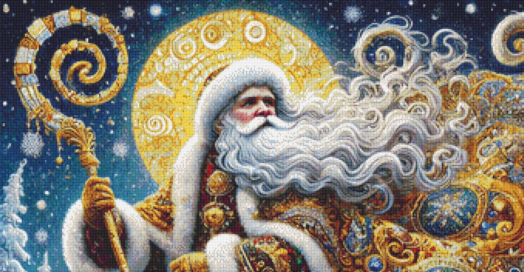 Gilded Father Christmas counted cross stitch pattern by Mystic Vision Gallery