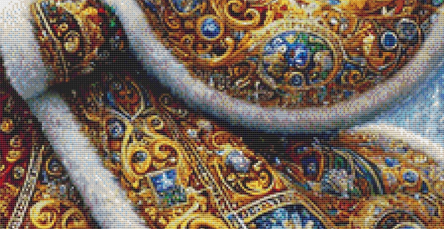 Gilded Father Christmas counted cross stitch pattern by Mystic Vision Gallery