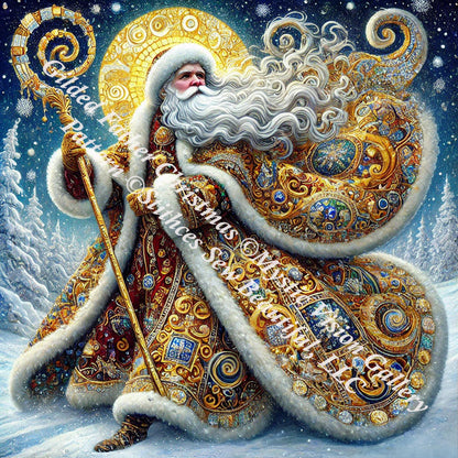Gilded Father Christmas counted cross stitch pattern by Mystic Vision Gallery