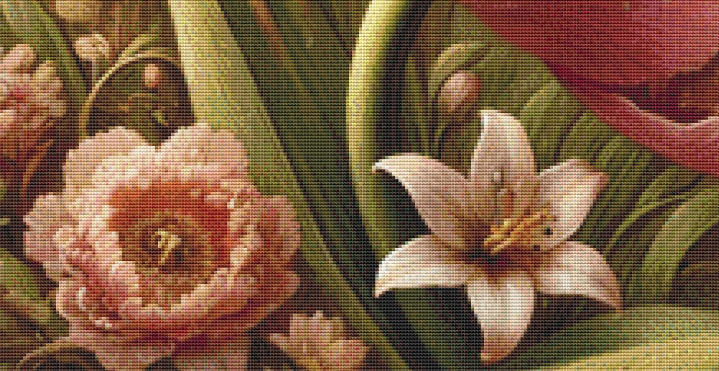 Thumbelina in Blooming Tulip counted cross stitch pattern by Mystic Vision Gallery
