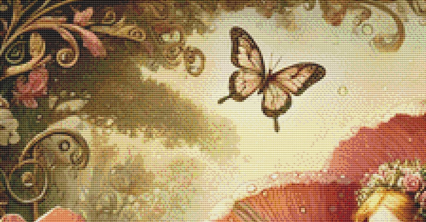 Vintage Storybook Thumbelina counted cross stitch pattern by Mystic Vision Gallery