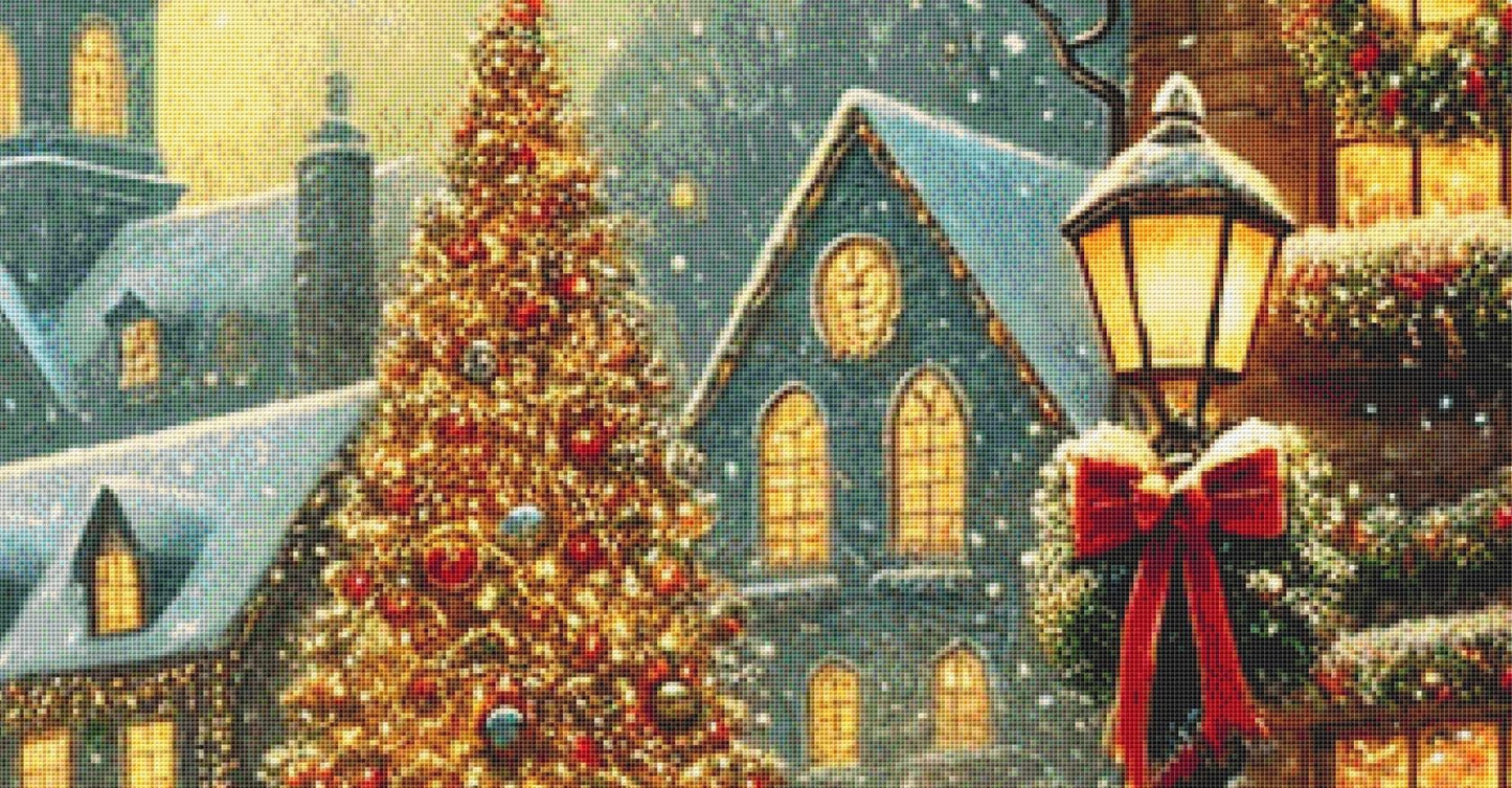 Nostalgic Christmas Town (Max Size/Color) counted cross stitch pattern by Mystic Vision Gallery