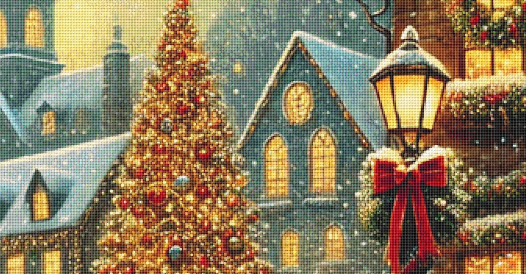 Nostalgic Christmas Town (Max Size/Color) counted cross stitch pattern by Mystic Vision Gallery