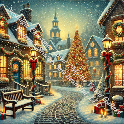 Nostalgic Christmas Town (Max Size/Color) counted cross stitch pattern by Mystic Vision Gallery