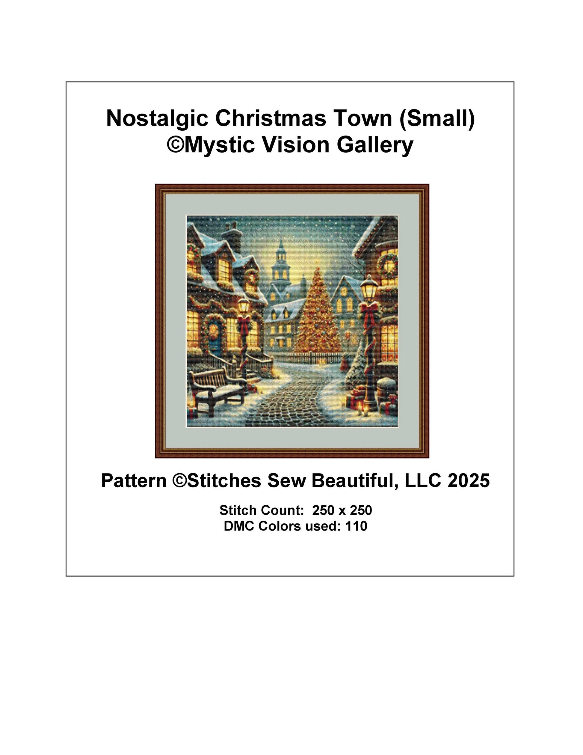 Nostalgic Christmas Town (Small) counted cross stitch pattern by Mystic Vision Gallery