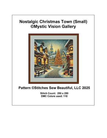 Nostalgic Christmas Town (Small) counted cross stitch pattern by Mystic Vision Gallery