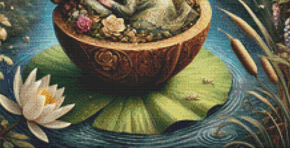 Thumbelina Asleep in a Walnut (Small) counted cross stitch pattern by Mystic Vision Gallery
