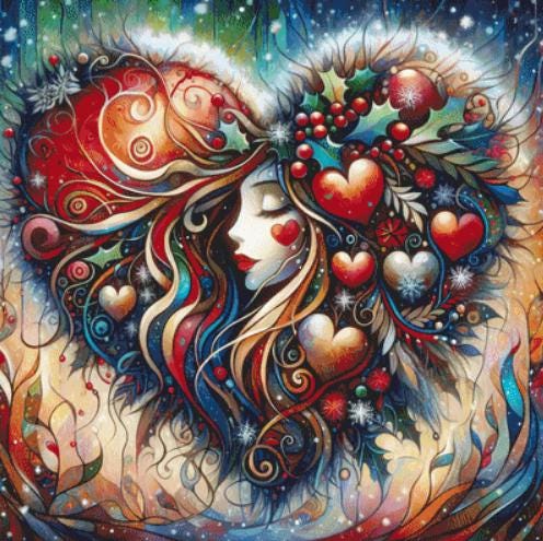 Winters Enchantress Holly, Jolly and Bright counted cross stitch pattern by World of Love Hearts/Adrian G. Eyre