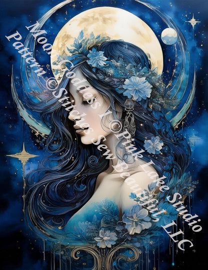 Moon Goddess 1 counted cross stitch pattern by Pink Lake Studio