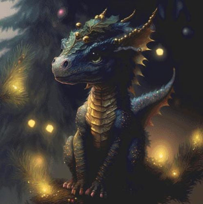 Cute Christmasy Dragon counted cross stitch pattern by Serr.Kai A Quill & Ink
