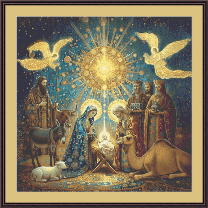 Holy Night Nativity counted cross stitch pattern by Mystic Vision Gallery