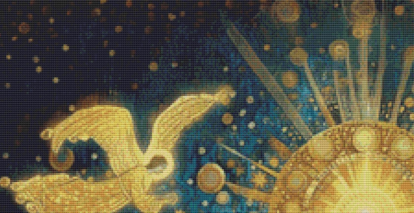 Holy Night Nativity counted cross stitch pattern by Mystic Vision Gallery
