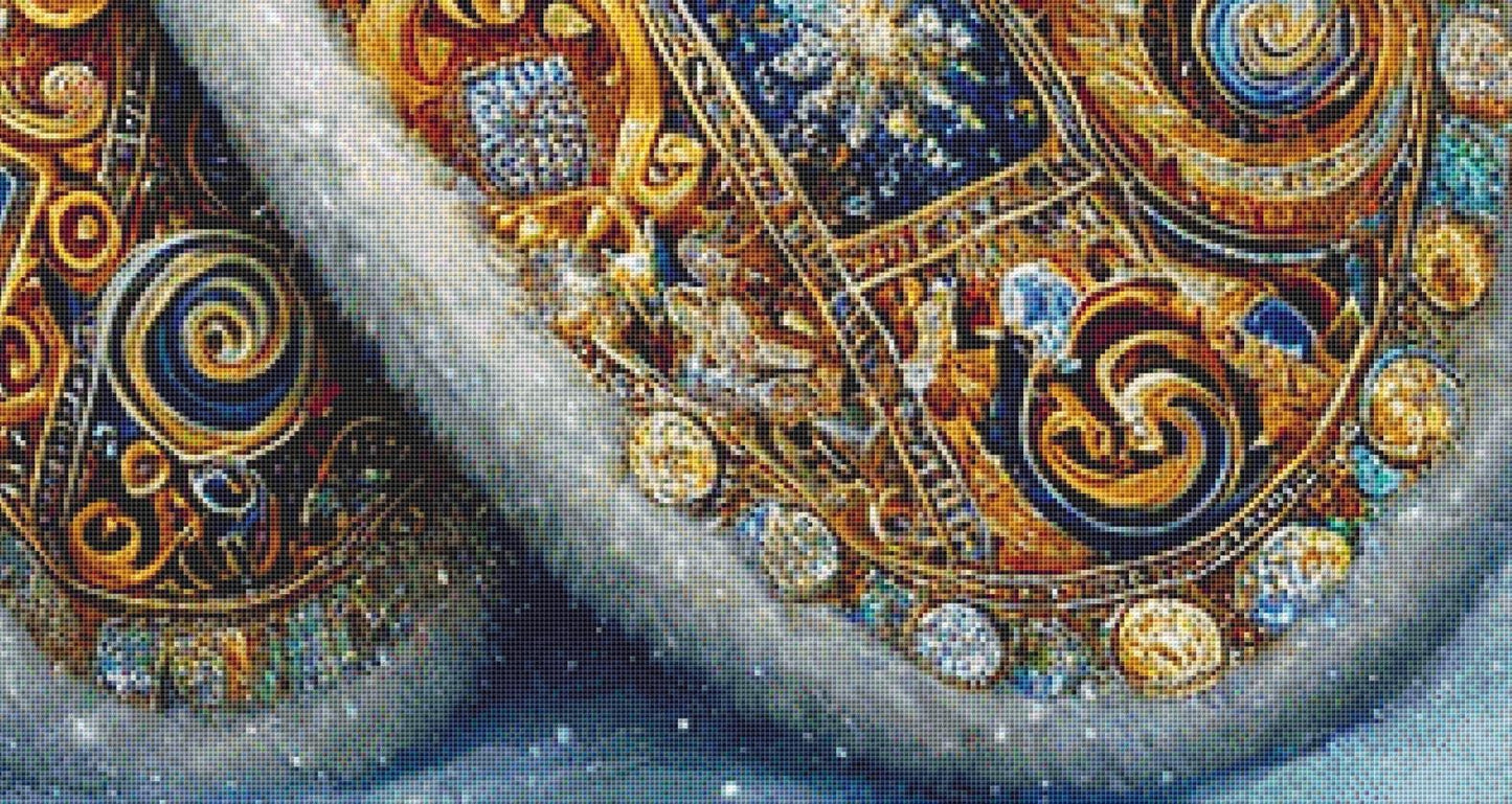 Gilded Father Christmas (Max Size/Color) counted cross stitch pattern by Mystic Vision Gallery