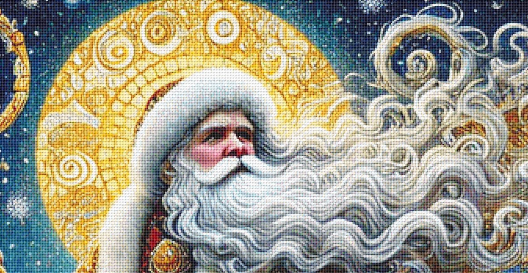 Gilded Father Christmas (Max Size/Color) counted cross stitch pattern by Mystic Vision Gallery